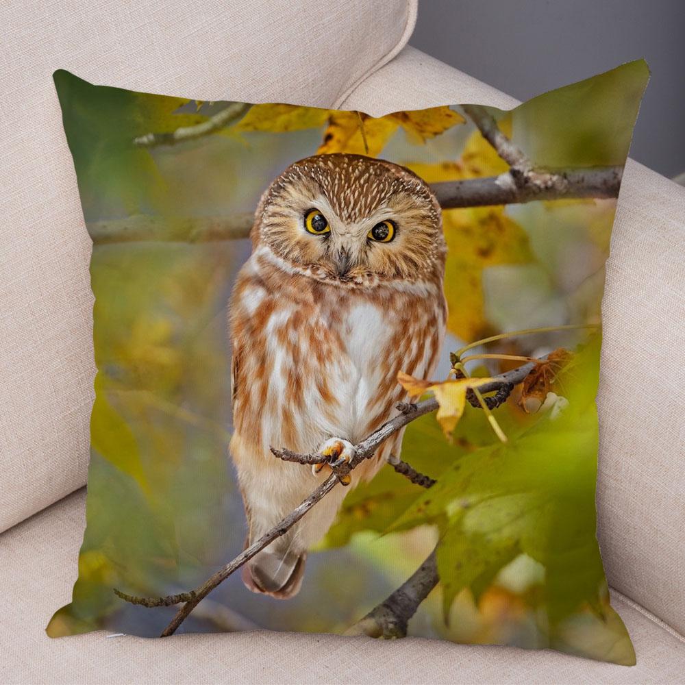 Niedlicher Tier Kissenbezug Sofa Zuhause Kinderzimmer Wilde Eule Kissenbezug Dekoration