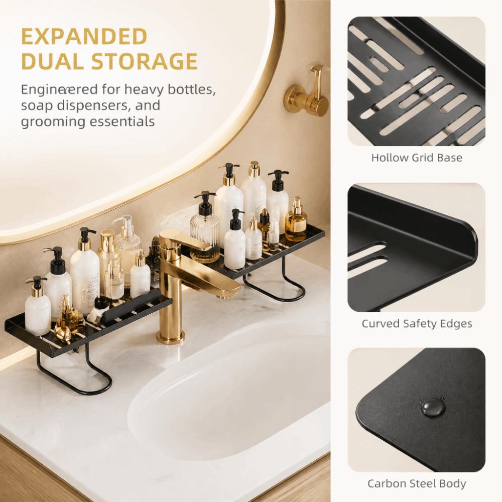 Vertical Bathroom Faucet Storage Rack No-Drilling Sink Counter Storage Rack  Kitchen