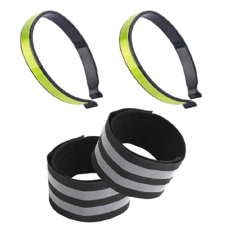 4lots Reflective Bandages Ankle Leg Straps Cycling Comfortable Reflective Straps for Enhances Night Visibilities Style B