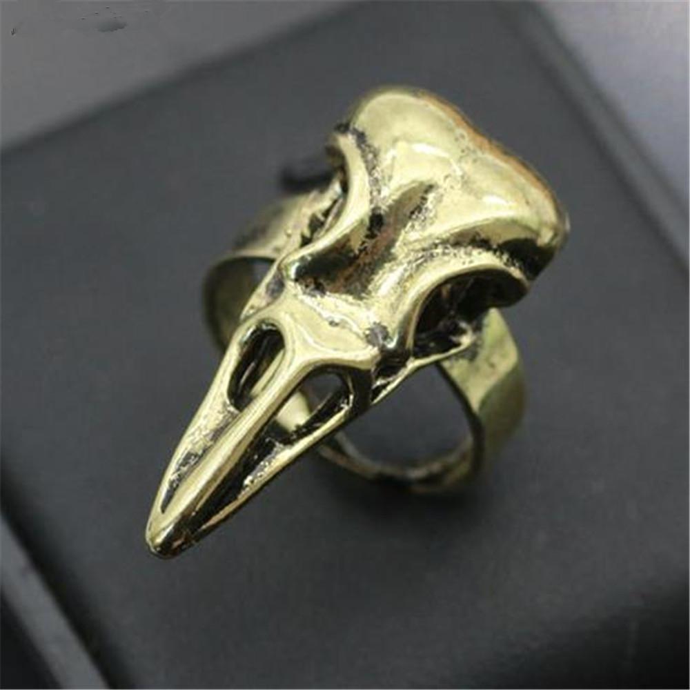 Viking Odin Raven Skull Ring Gothic Nordic Bird Punk Rock Skeleton Men's Rings Wicca Pagan Talisman