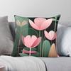 Federa Cuscino Quadrata Rosa Verde Botanica Astratta Poliestere Lino Velluto Stampata Zip Decorativa Copricuscino per la Casa