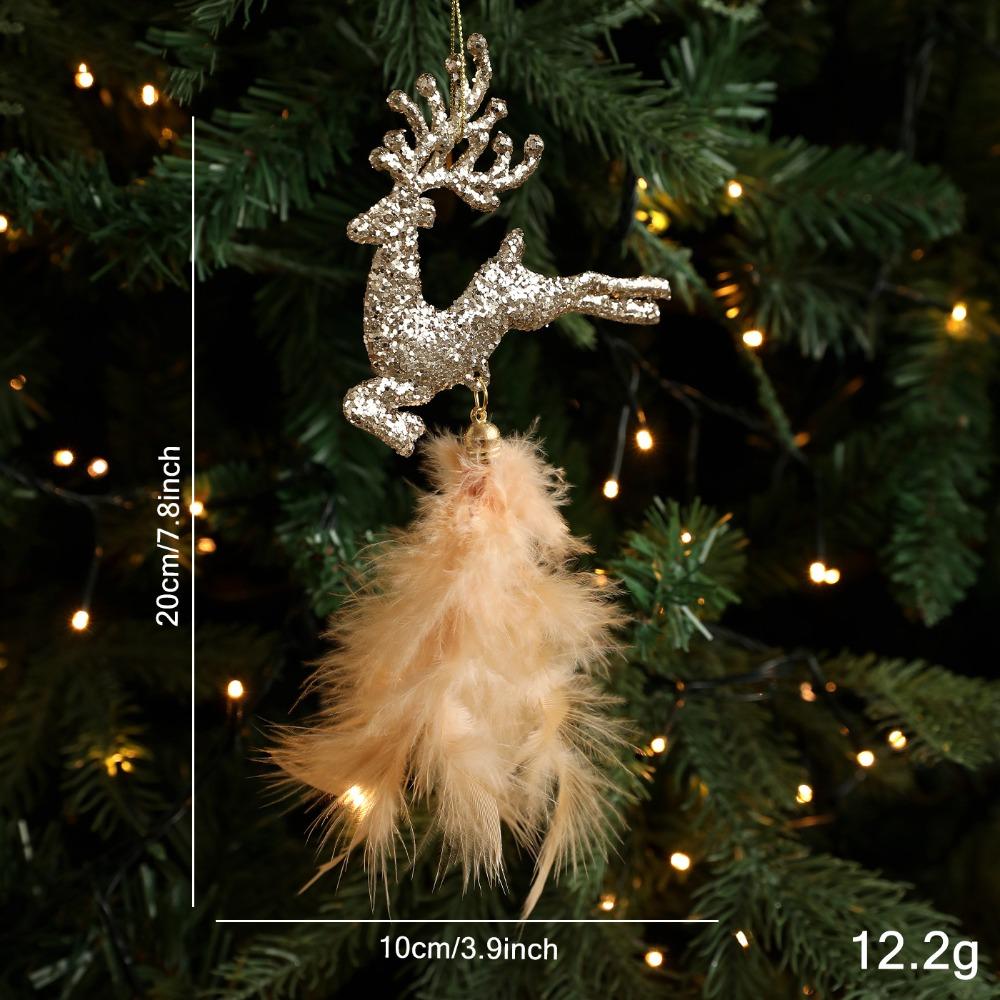 Plastic Christmas Tree Feather Pendant Angel Snowflake Christmas Hanging Decoration Elk Feather Hanging Ornament