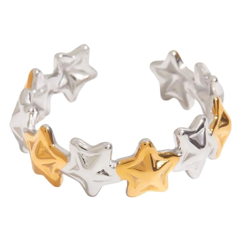 Sweet and Adjustable Opening Star Designs Stainless Steel Rings for Everyday Wear