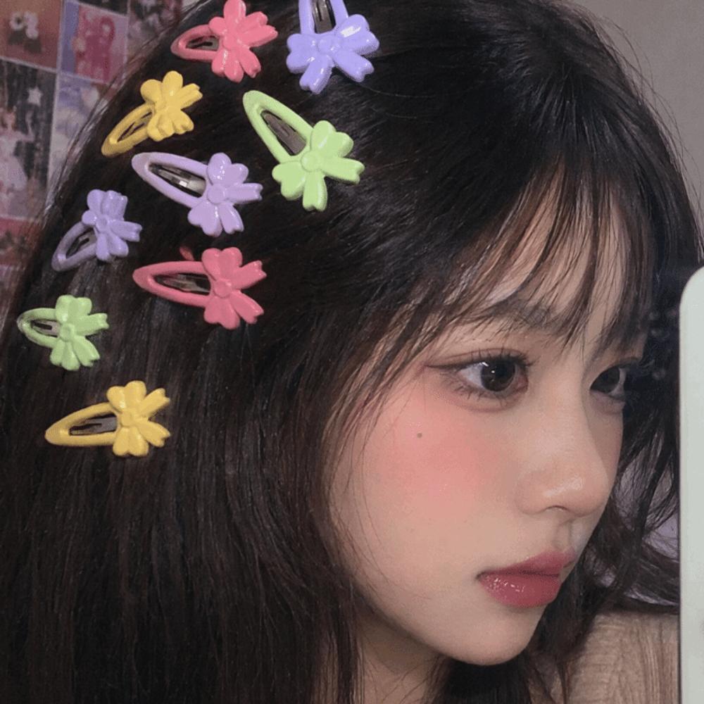 8/16 Pcs/set Flower Multicolor Bownot Hair Clips Plastic Hair Barrettes Bangs Hairpin Women