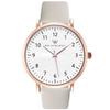 WRISTOLOGY Olivia Women's Analog Watch with Large Dial, Easy-to-Read Second Hand, Leather Band, Rose Gold/Beige, for Nurses, Teachers, and Seniors.