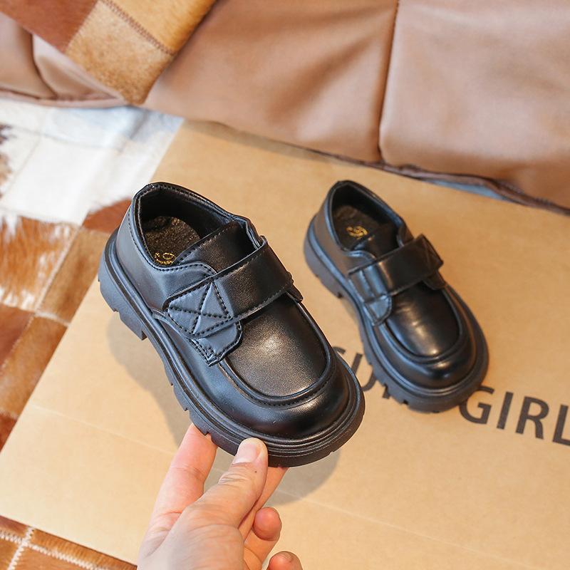 Classic Children's Leather Shoes Simple Black Shoes for Boys Versatile Formal Kids Fashion Girls School Performance Flat Shoes
