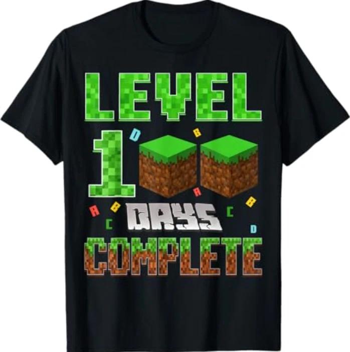 Level 100 Days Complete Pixel Gamer School Gift T-Shirt 4XL