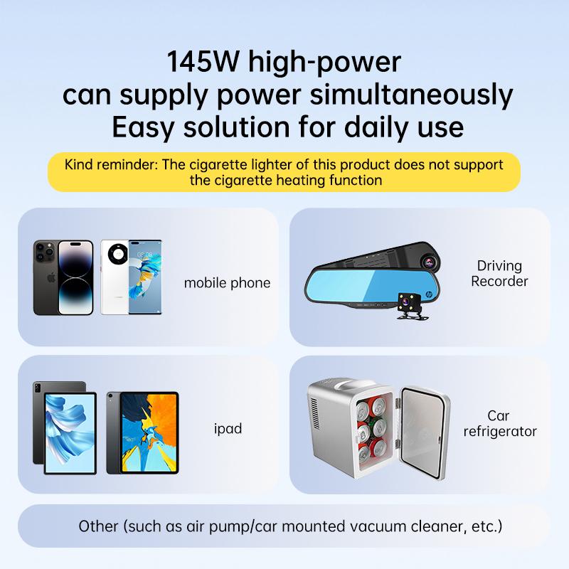 SEAMETAL Car Charger Fast Charging 4 in 1 PD45W Type-C USB Port Car Phone Charger Adapter with Voltage Monitor