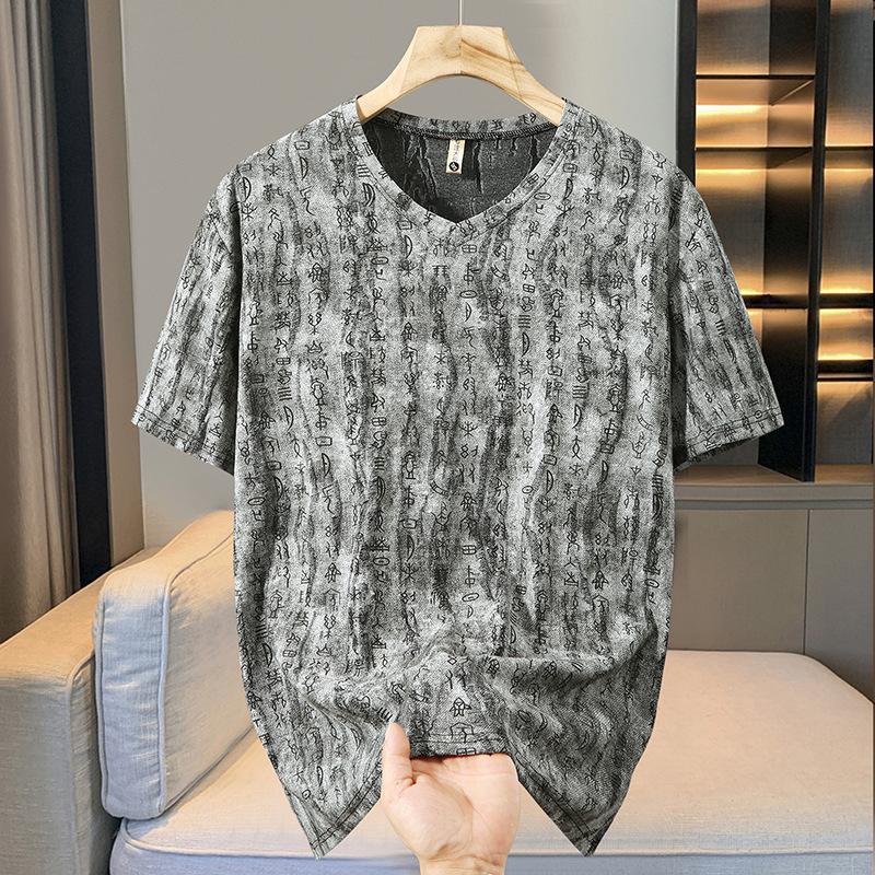 Men's Plus Size Hip Hop Tie-Dye V-Neck T-Shirt Big & Tall Oversized Street Style 5XL-12XL