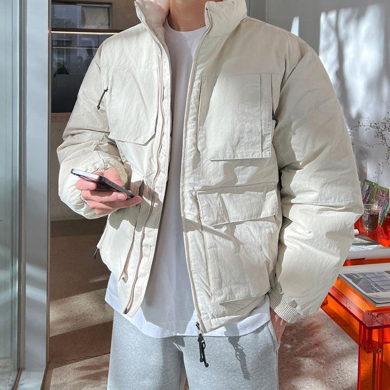 Workwear Stand Collar Cotton Coat Men's Winter Warm Loose Coat Korean Style Trendy Cotton Coat