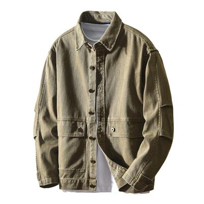 Japanese Style Cargo Casual Shirt Men High Quality Shirt Jackets for Men 100cotton Double Pockets Overshirt Loose Coat