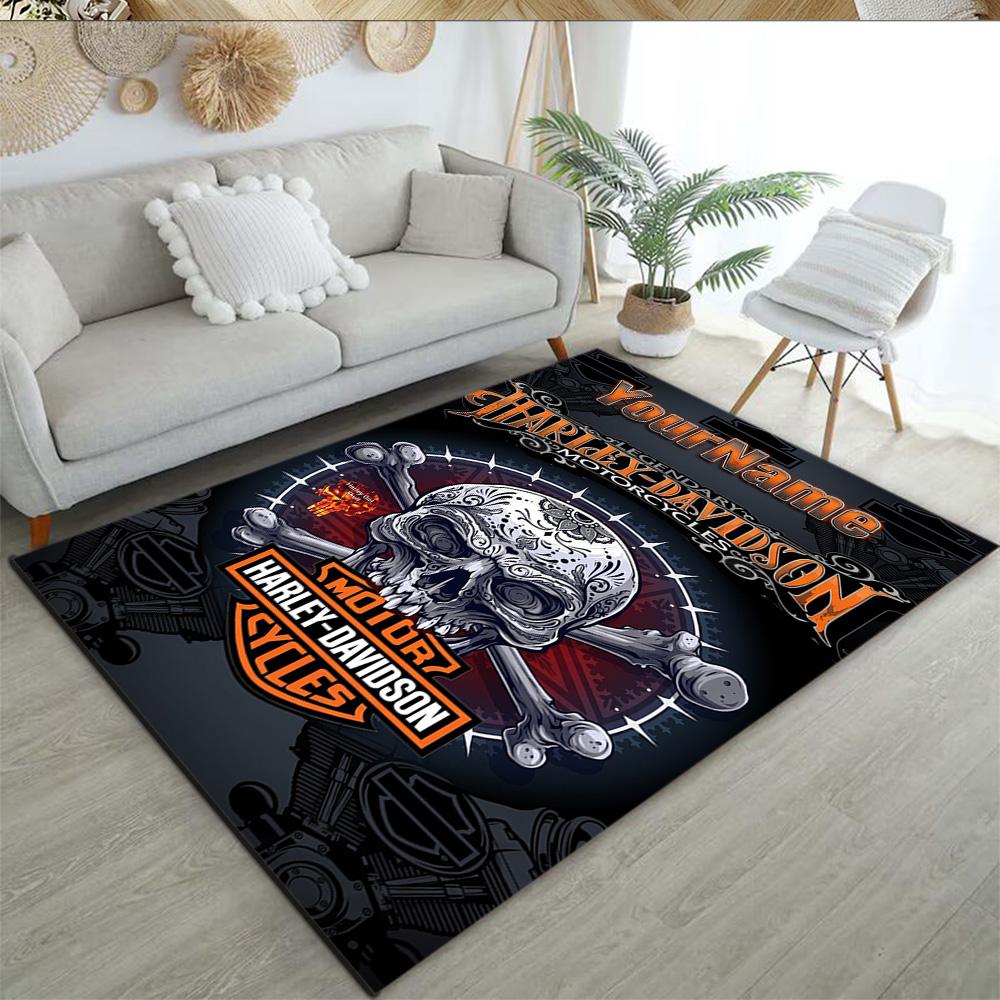 Harley-davidson Motorcycles Customizable Name Floor Mat Suitable for Outdoor Hallway Entryway Kitchen Antislip Carpet Decorate Offices