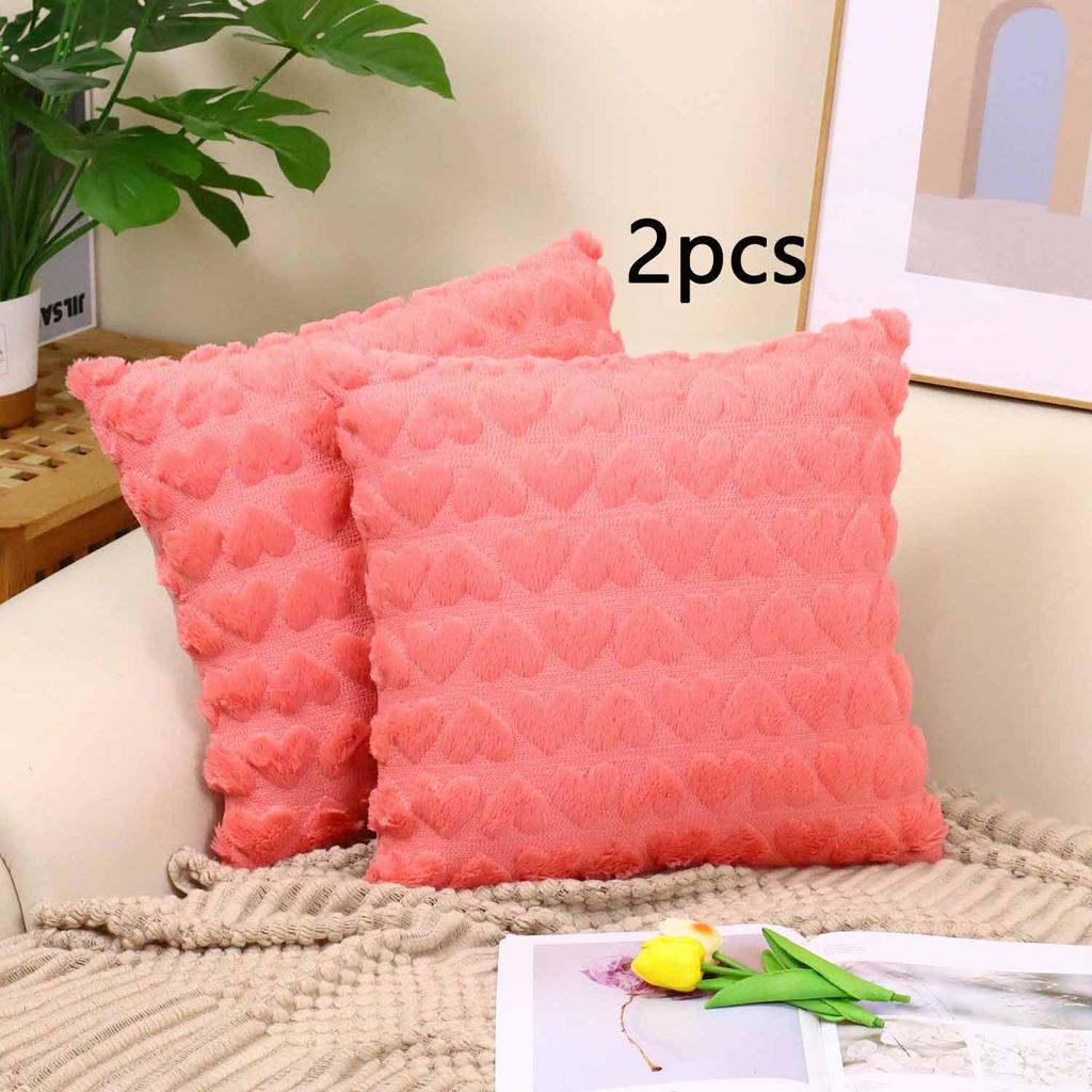 2pcs Cross Border Modern Minimalist Pillow Cover Long Plush Autumn Winter Living Room Sofa Heart Cushion Pillow Cover