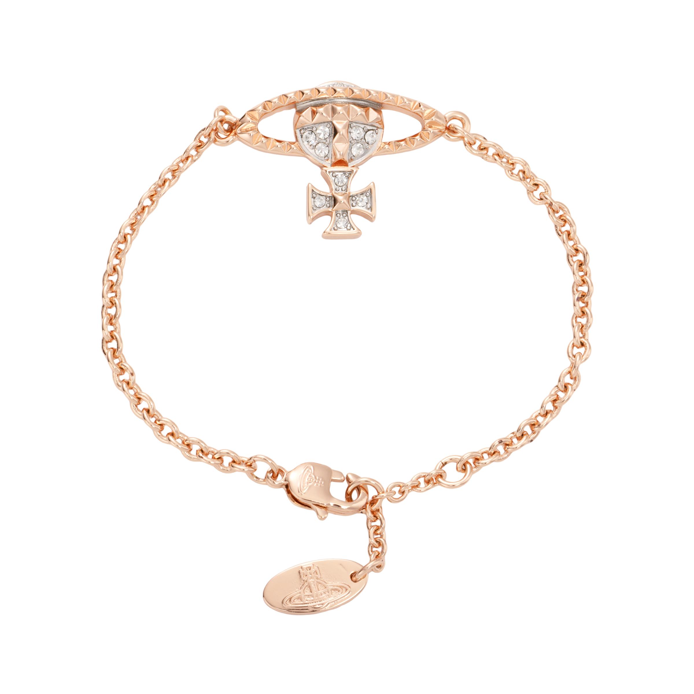 Vivienne Westwood Mayfair Bas Relief Classic Series Studded Saturn Bracelet Women bracelet Brass Rose-Gold 61020032G118G118MY Box