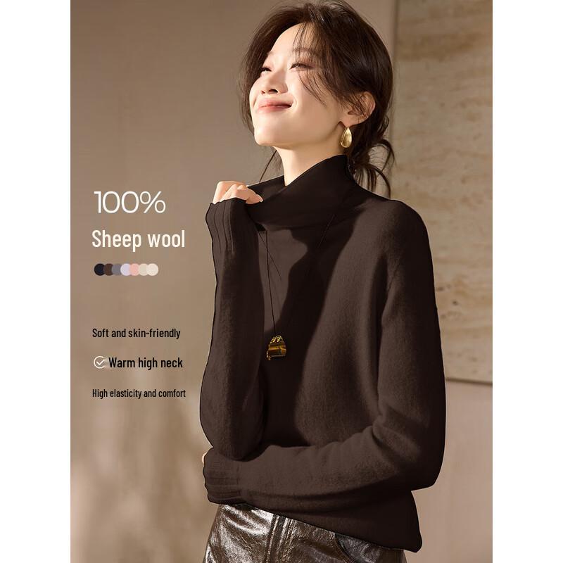 MOHAN YIMEI Women s 100% Lambswool High-Neck Base Layer Sweater S