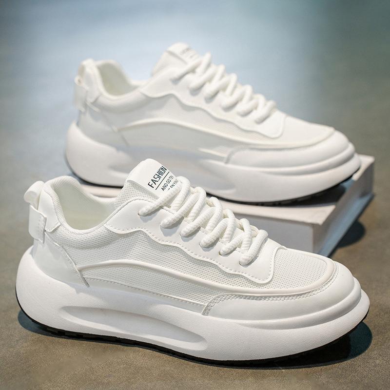 Men's shoes new mesh breathable little white shoes trendy versatile low-top shoes thick-soled heightening shoes comfortable casual shoes