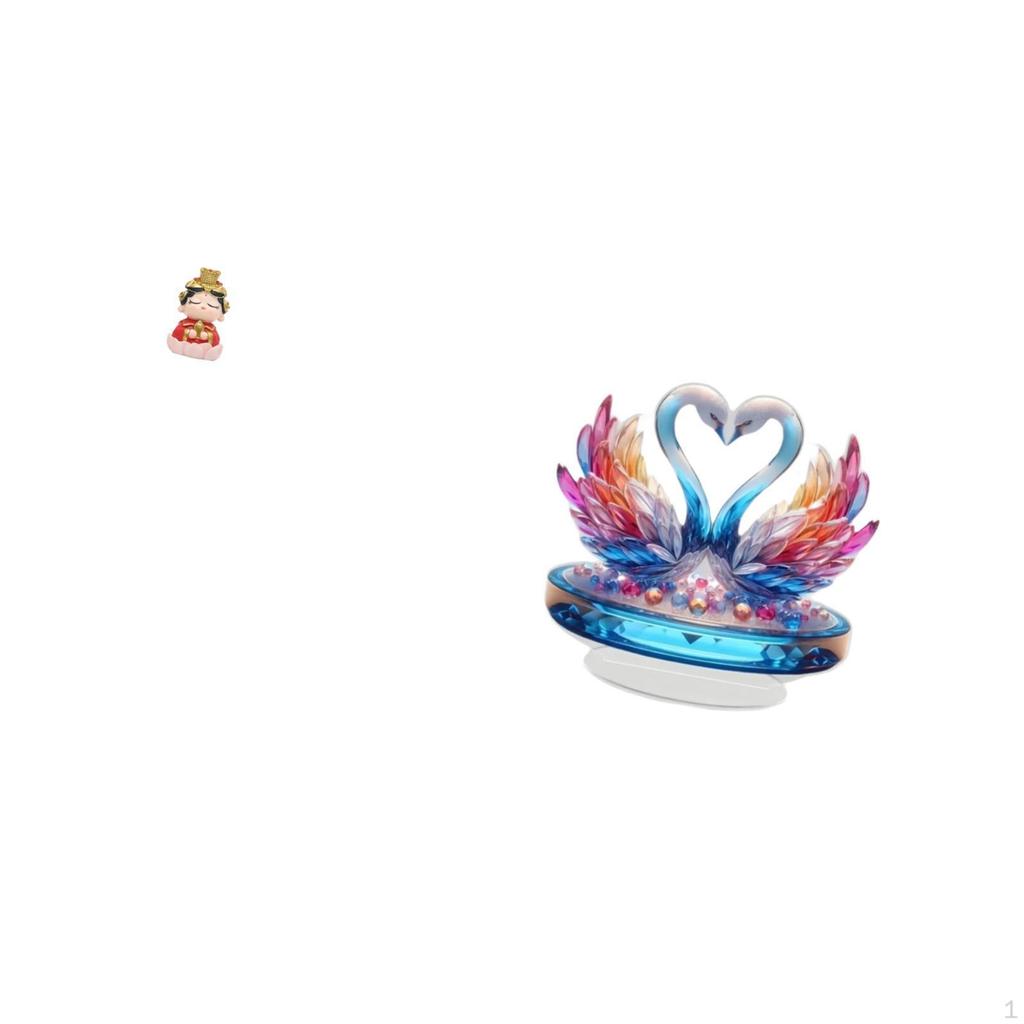 Acrylic Resin Swan Mother Figurine Statue Collectible Tabletop Centerpiece Sculpture Ornament for