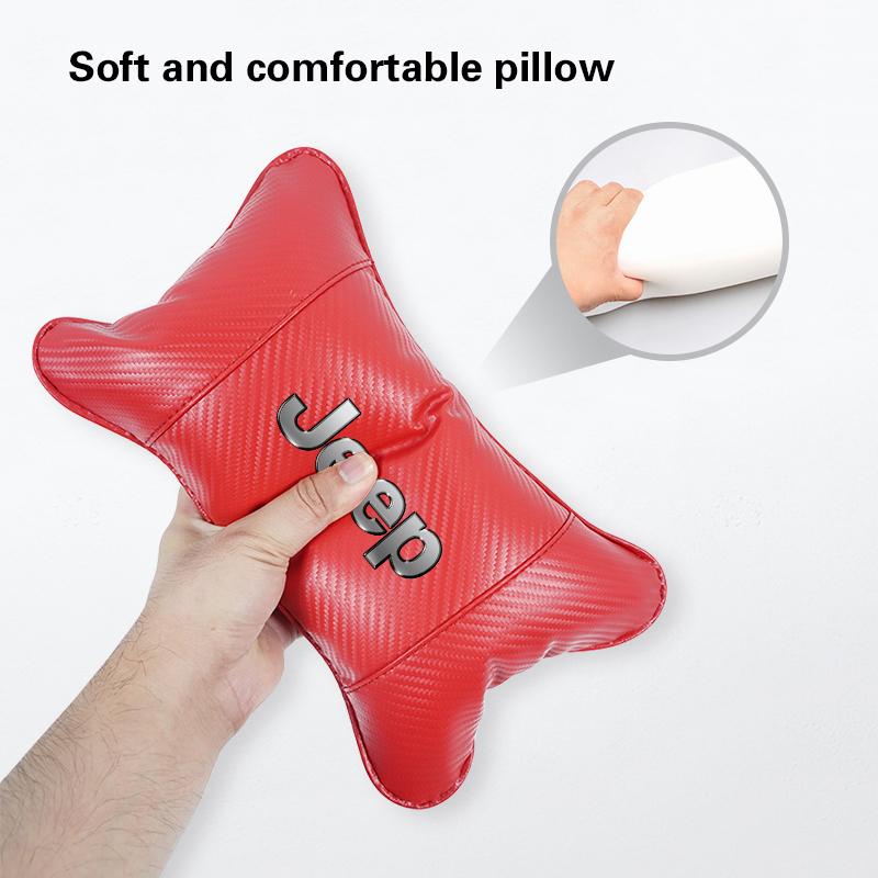 Breathable Car Headrest Leather Neck Pillow Protection For Jeep Grand Cherokee Wrangler JK Gladiator Compass Renegade Wagoneer
