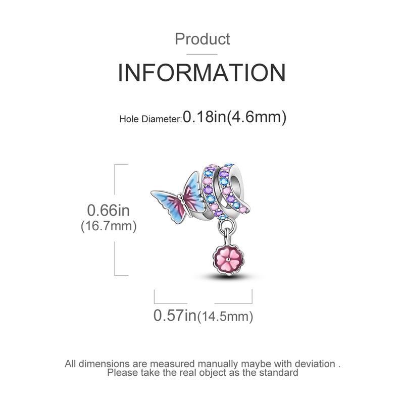 Charms Platablue And Pink Butterfly Flower Pendants Fit Originalbracelets Charms For Women Jewelry Diy Making Gifts