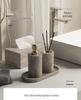 Set da Bagno Travertino Grigio Argento Wabi-Sabi: Vassoio e Decorazione per Lavabo.