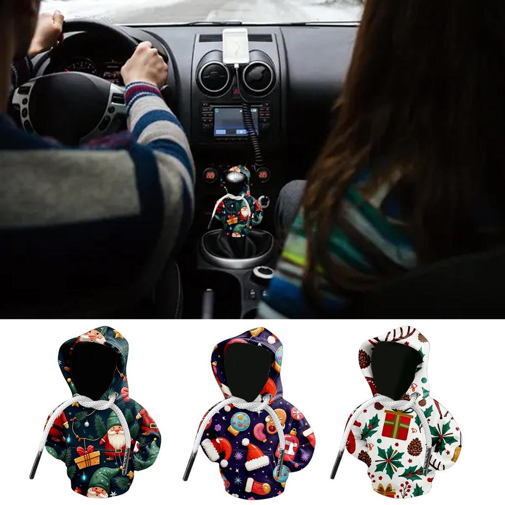 Bluza z kapturem ze zmianą biegów Świąteczna Mała Pokrowiec na gałkę zmiany biegów Zabawny ochraniacz na Święta Urodziny Podróżowanie Jazda Zimowe Wycieczki Drogowe