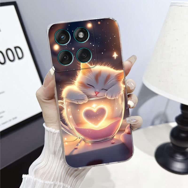 Phone Case For Moto Edge 60 Fusion Case Protect Cover For Motorola Moto Edge 60 Marble Butterfly Print Clear Soft Silicone Funda