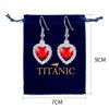 Nuova Collana Ciondolo Cuore d'Oceano Blu Titanic Stile Europeo e Americano Scintillante Moda Zircone Amore Eterno Maglione Rosso Cha