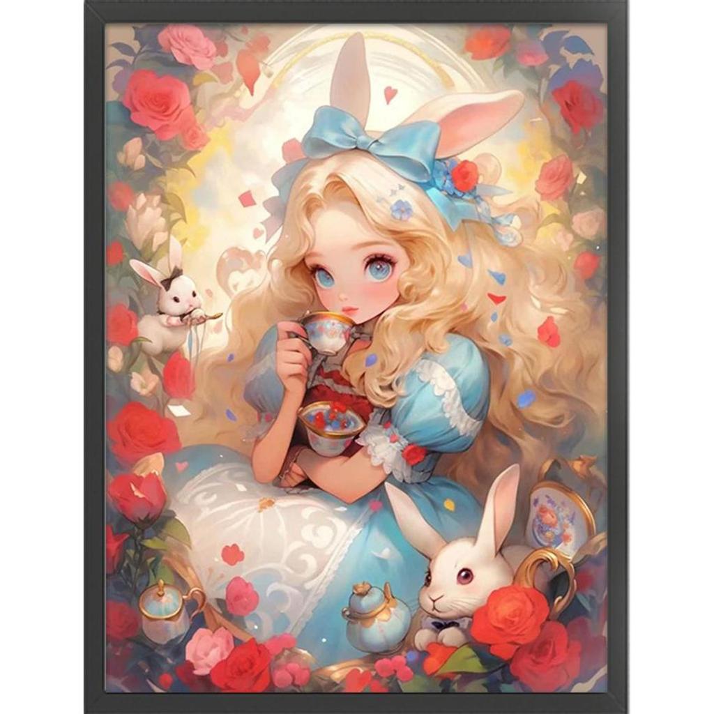 Full Embroidery cotton Thread 11CT Sweet Bunny Girl Cross Stitch Kit 50x65cm