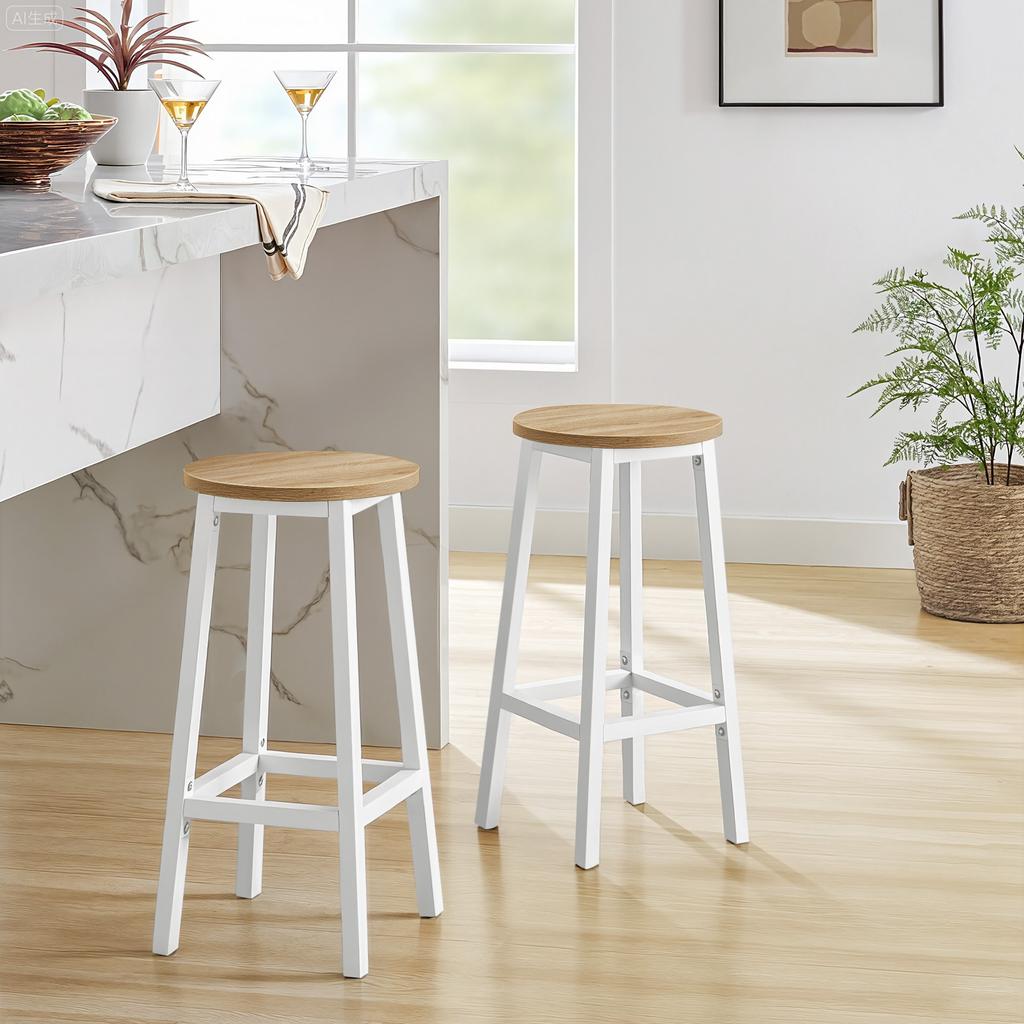 Bar stool - Sonoma oak / white legs