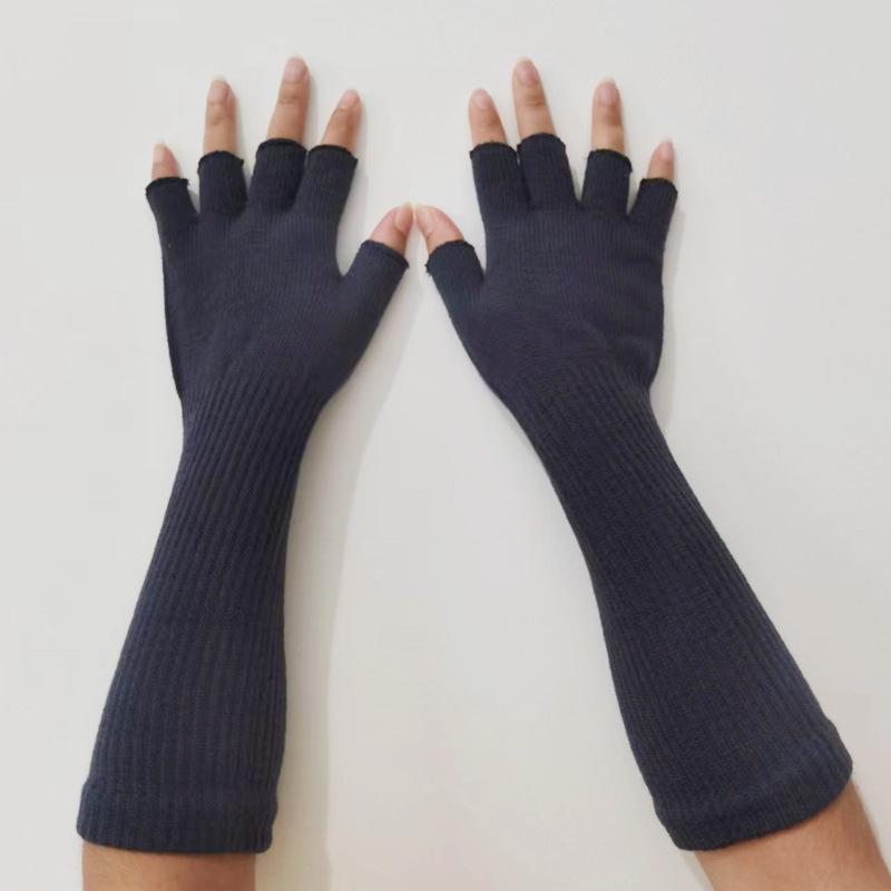 

Adult Fingerless Long Cuffed Gloves for Writing, Cold Protection, and Fashion – Elastic Wrist Warmers One Size