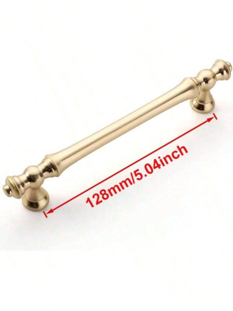 2pcs Brushed Brass Cabinet Knobs, Golden Zinc Alloy Metal Handles for Kitchen Cupboards & Vanity Drawers, Durably Crafted f