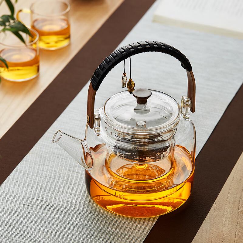 Steaming and Boiling Glass Teapot Set with Electric Ceramic Stove