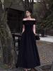 #Two Wear Black One-word Shoulder Dress Women's High-end Temperament Off-the-shoulder Waist Long Dress Tube Top Skirt