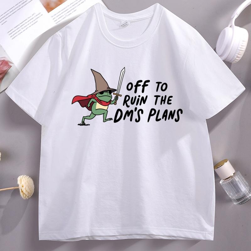 Funny DnD T Shirt Unisex Women Off To Ruin The DM's Plans T-shirts Funny Frog Meme Wizard Knight Cat T-Shirt Unisex Women Streetwear