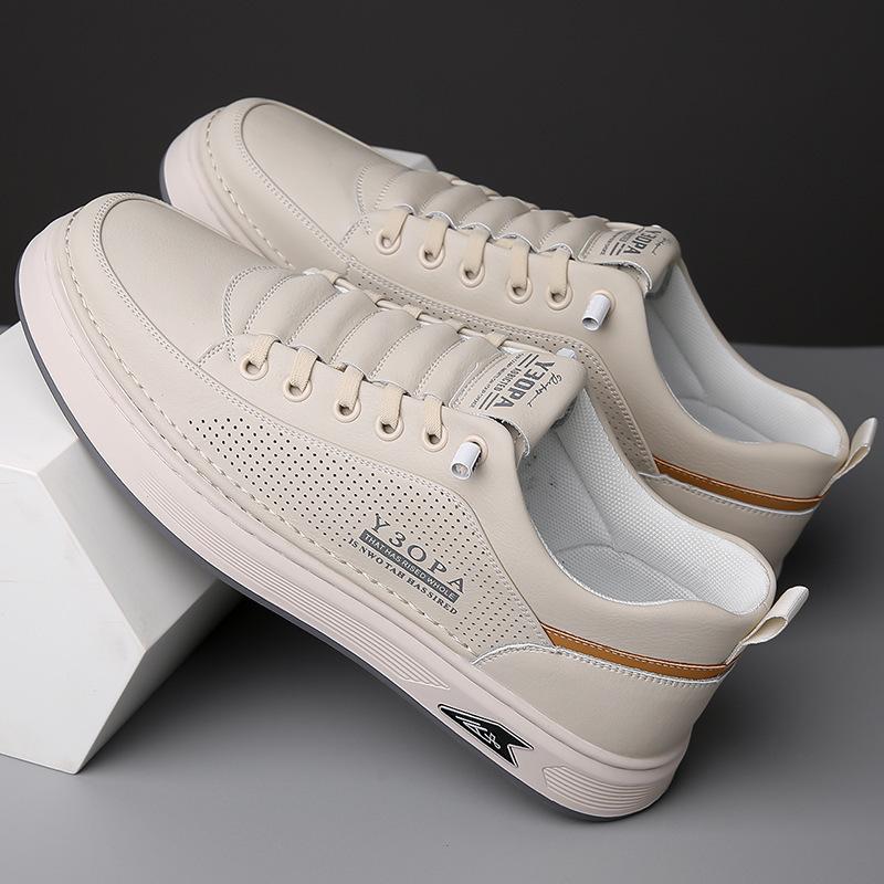 

Мужская обувь 2025 весна и осень новая кожаная трендовая парусиновая обувь на одной педали модная спортивная повседневная мягкая подошва молодежная белая обувь 48