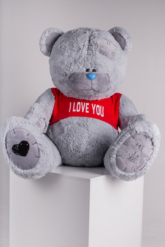 Мишка с латками плюшевый в футболке Yarokuz Me To You 160 см Серый