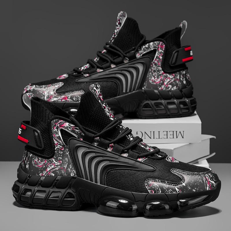 Autumn Outdoor Lightweight Men's Shoes Large Size Knife Peak Bottom Dad Shoes Casual Fly-woven Breathable Sneakers Men's Shoes