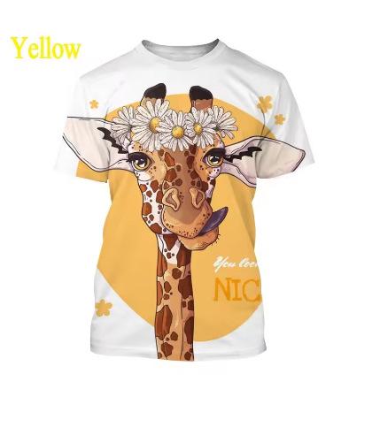 Summer Fun Men s T-Shirt Top 3D Printed Giraffe Animal T-Shirt O-Neck Oversized Shirt Men s Clothing XXS