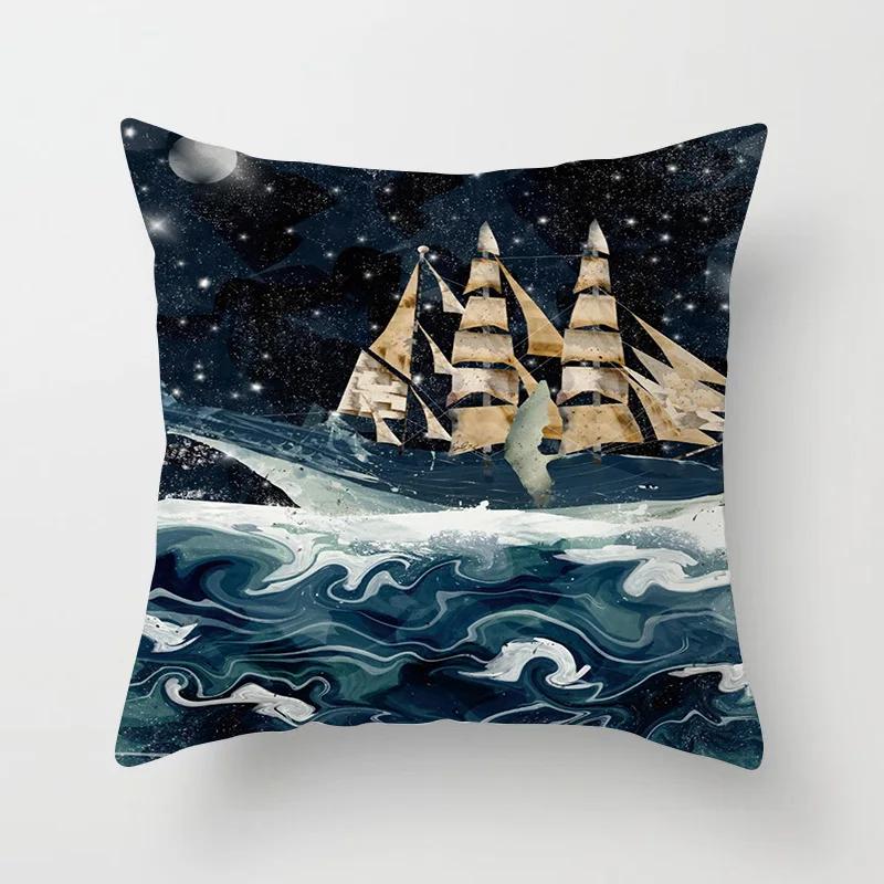 Pillowcases Home Decor Living Room  Cute Blue Ocean Pillowcase Office Chair Double Bed Cushion Cover
