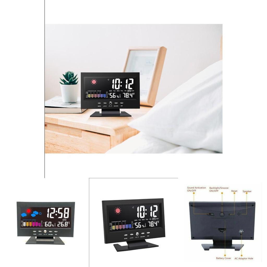 Modern Simplified Digital Alarm Clock With Calendar And Temperature Display For Home Use
