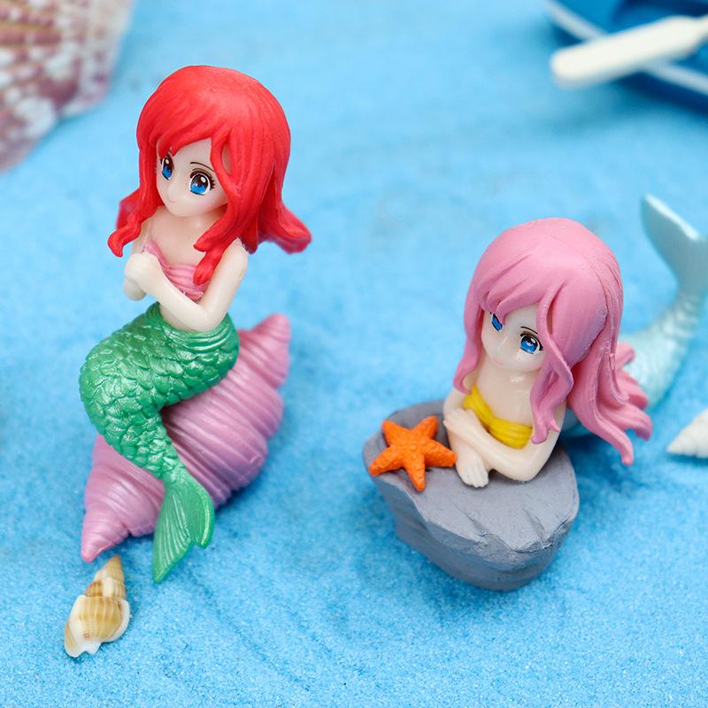 4Pcs/Bag New Creative Mini Cartoon Cute Mermaid Doll Model Fun Home Desktop Decorative Ornaments Children'S Toys Birthday Gift