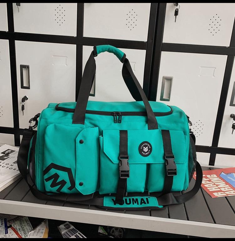 Large Capacity Crossbody Travel Gym Bag with Letter Pattern бирюзовый