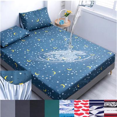 No Pillowcase Waterproof Printed Fitted Sheet Mattress Topper Bed Protector Cover Deep Pocket Bed Sheets Bedspread Sheets With Elastic Band 160X200