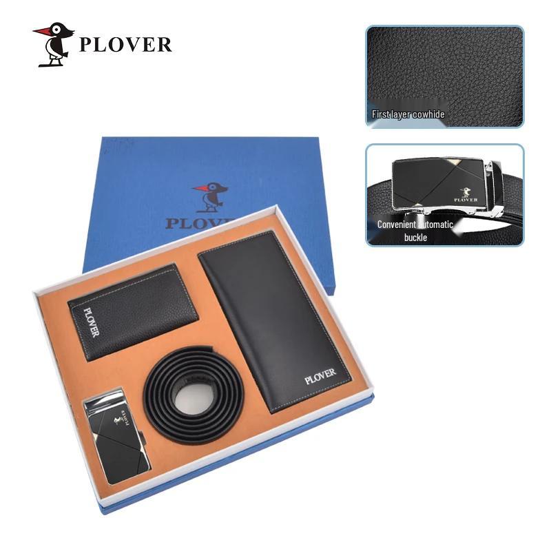 PLOVER Men s 3-Piece Leather Wallet, Key Holder, and Belt Set