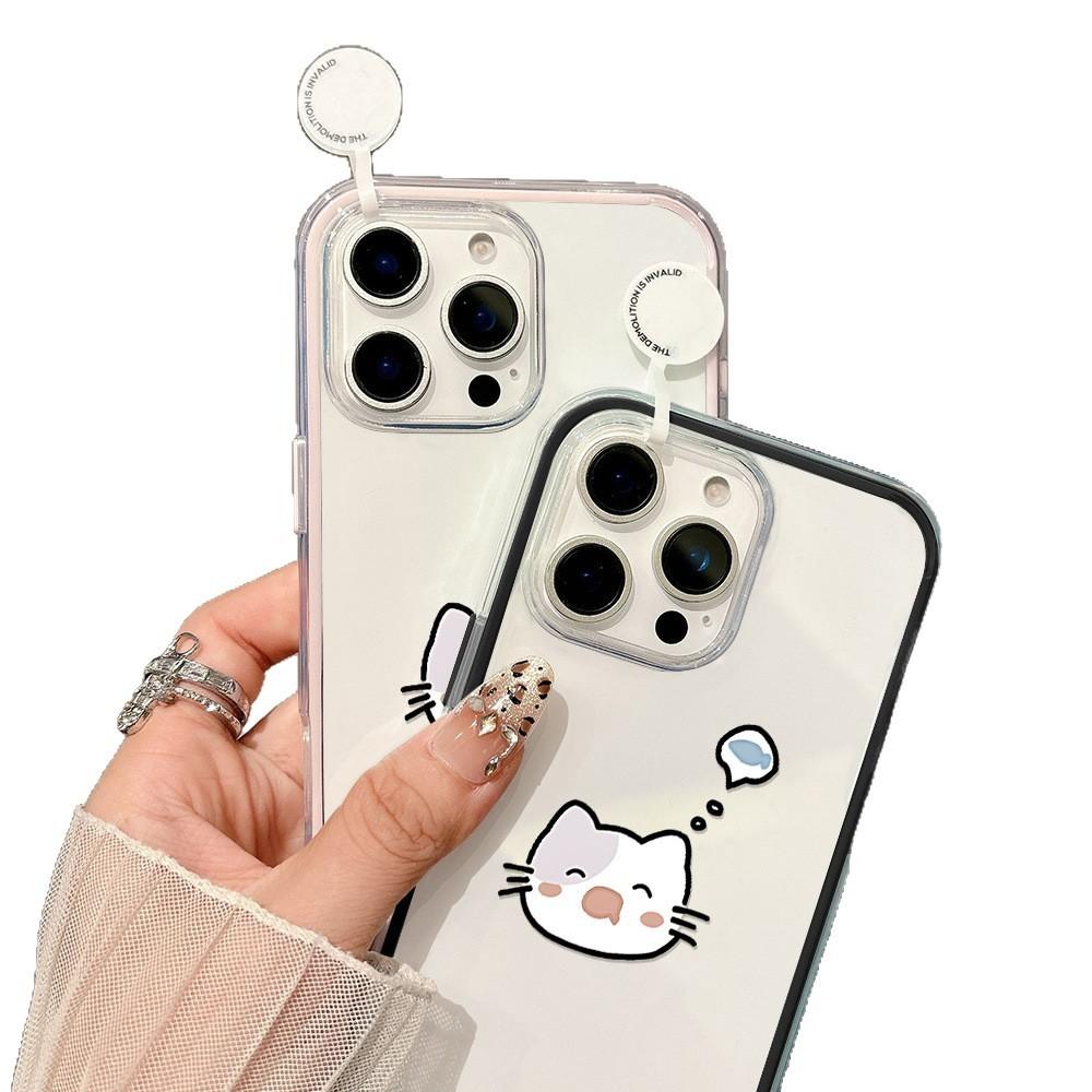 Applicable to iPhone17ProMax saliva cat expression mobile phone protective case 16/17 simple 14 Pro niche 15
