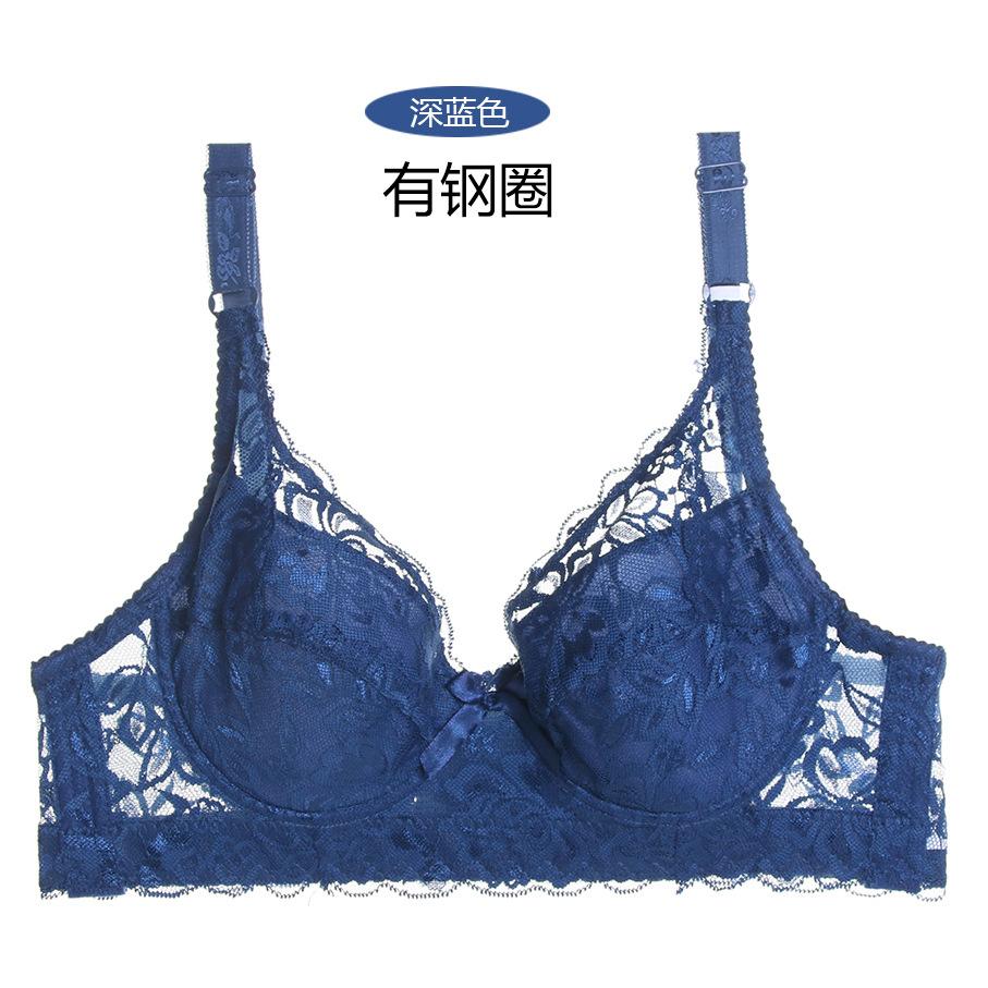 Underwear Full Lace Sexy Thin Cotton Large Cup Large Size Adjustment Bra Cover