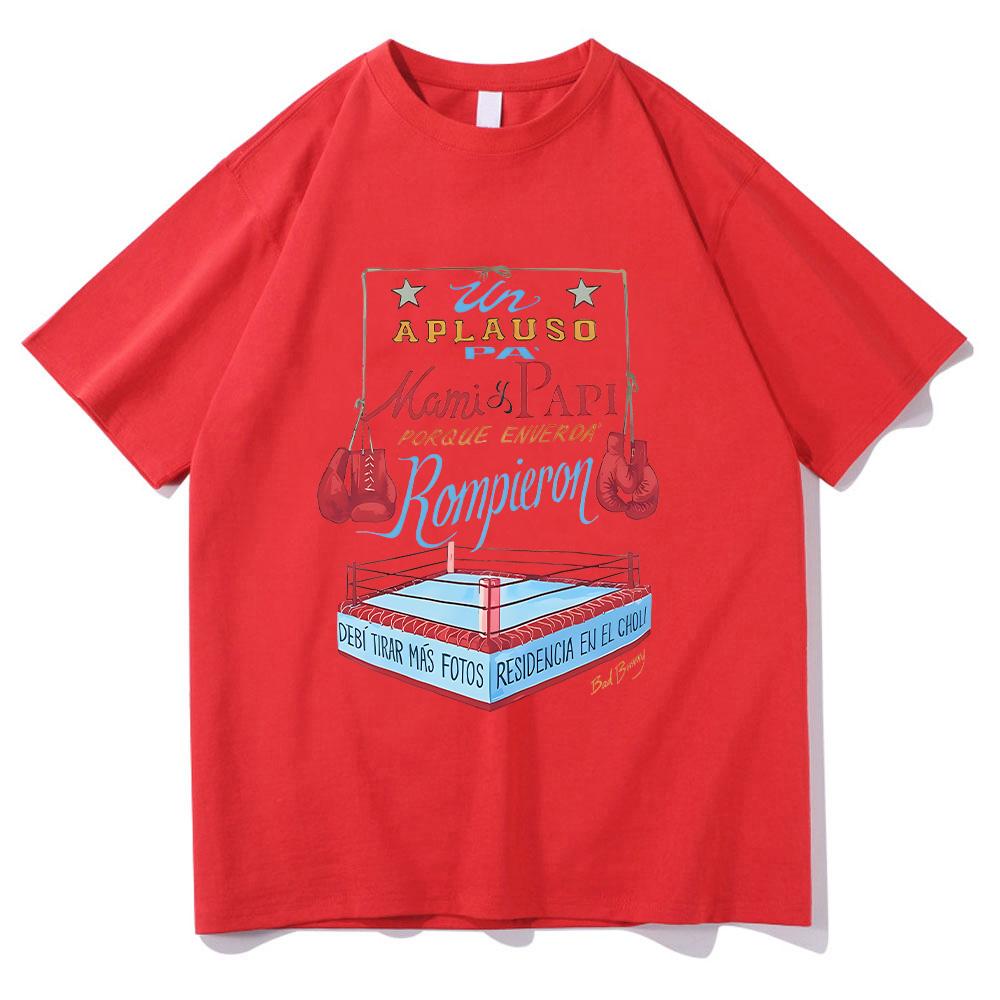 Bad Bunny DTMF Merch Boxing Tee Men/Women Aesthetic T-Shirt Unisex High Quality Cotton Tees Funny High Quality Casual Clothing