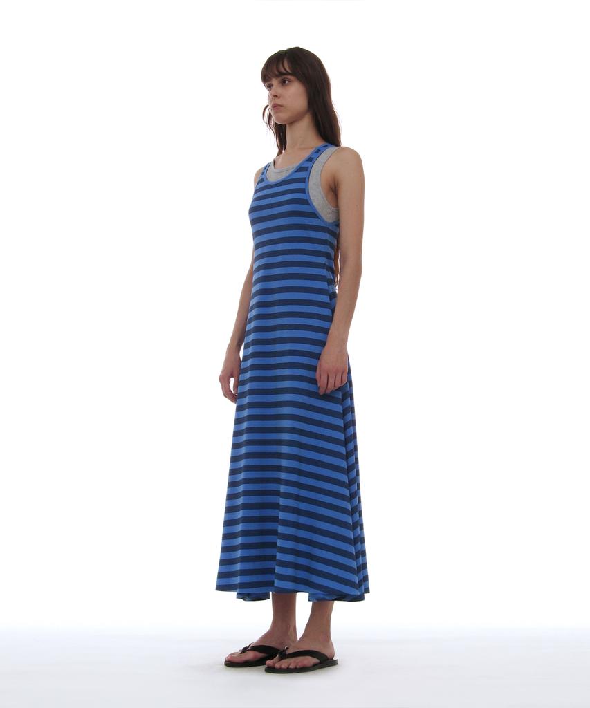 PARTIMENTO WOMEN Pwc Overlay Sleeveless Maxi Dress_Blue Stripe