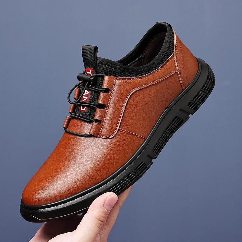 

Мужские туфли из натуральной кожи, весна, новые, черные, удобная мягкая подошва, корейская версия, универсальная, модная обувь, спортивная и для отдыха, практичная кожаная обувь 44