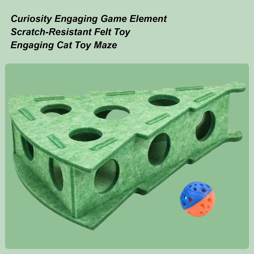 Cat Scratch Puzzle Enrichment Box Felt Scratching Fun Interactive Pet Accessory With Bell Balls Cat Enrichment Toys For Play